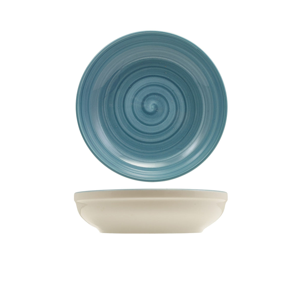 Miro blue reactive glaze porcelain coupe bowl 23cm, alternative view