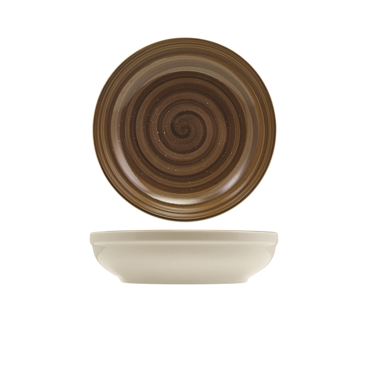 Miro grey porcelain coupe bowl 23cm with reactive style glaze, alternative view