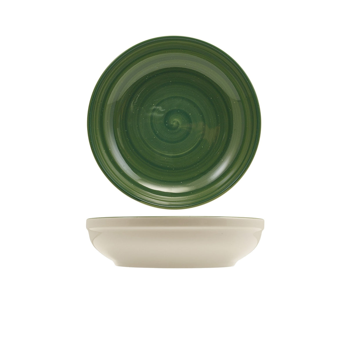Miro green reactive glaze porcelain coupe bowl 23cm, alternative view