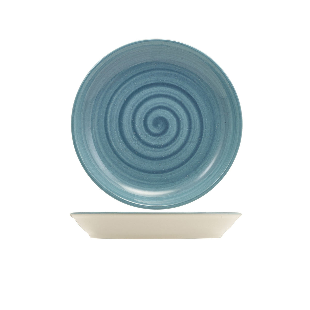 Miro blue reactive glaze porcelain coupe plate 19cm, alternative view