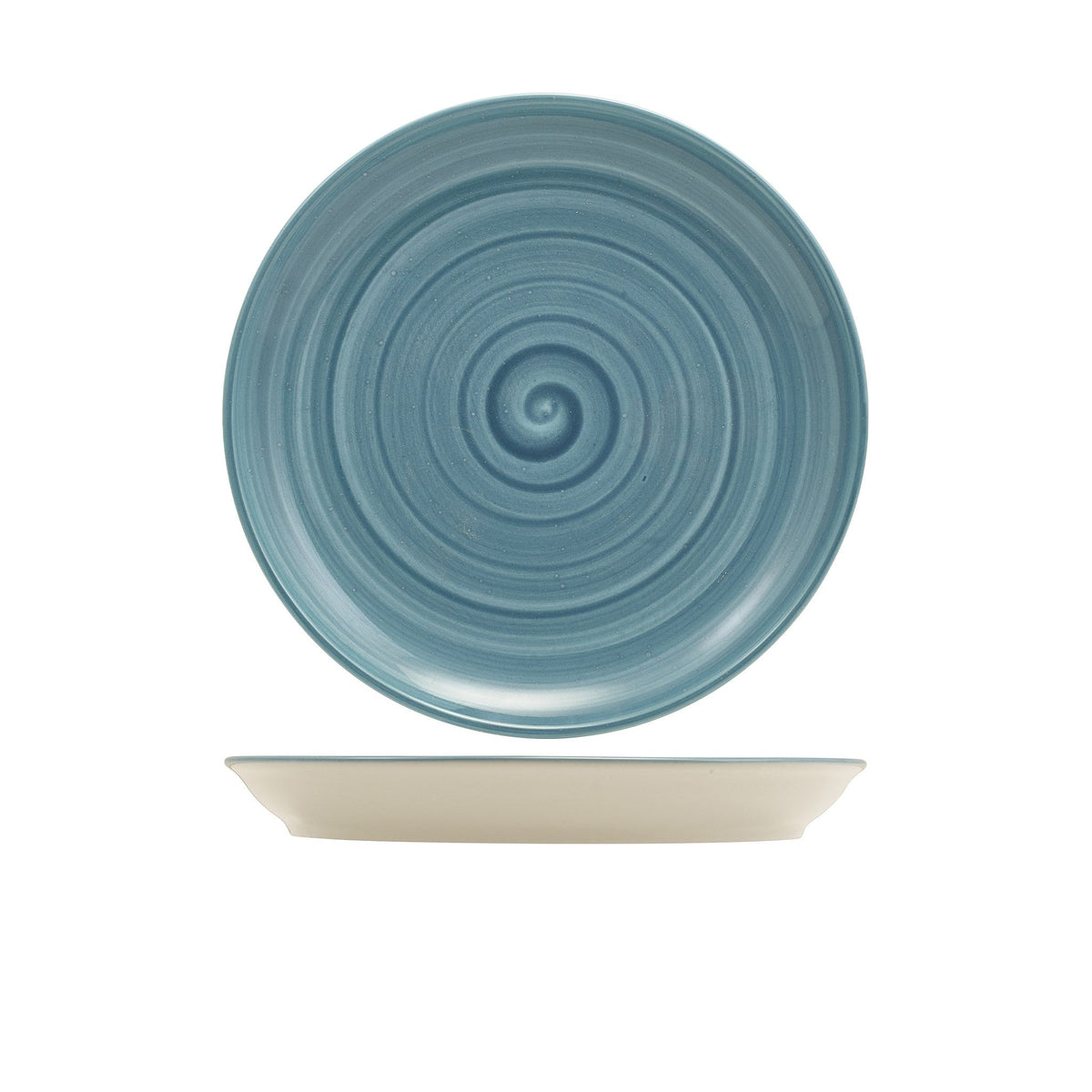 Miro blue reactive glaze porcelain coupe plate 24cm, alternative view
