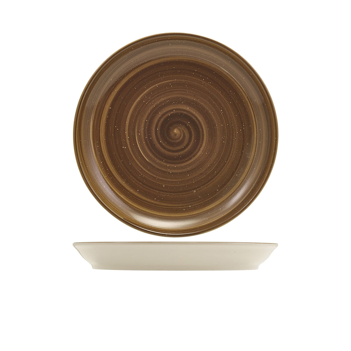 Miro grey porcelain coupe plate 24cm with reactive glaze, alternative view