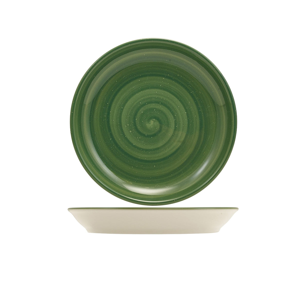 Miro green reactive glaze porcelain coupe plate 19cm, alternative view