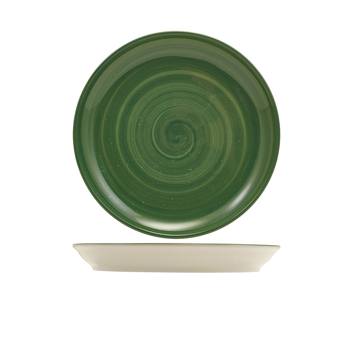 Miro green reactive glaze porcelain coupe plate 24cm, alternative view