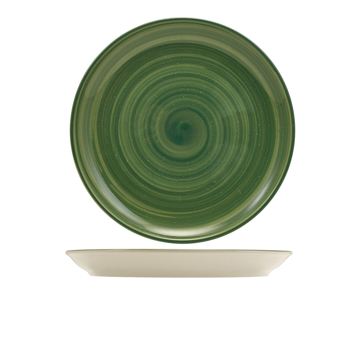 Miro green reactive glaze porcelain coupe plate 27.5cm, alternative view