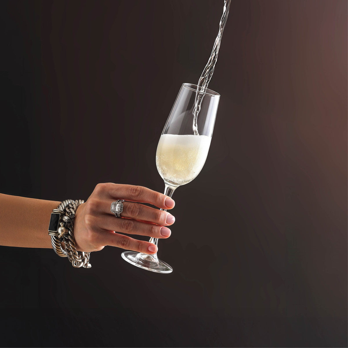 Sardinia crystal-look glass champagne flute 22cl with fine rim, lifestyle image