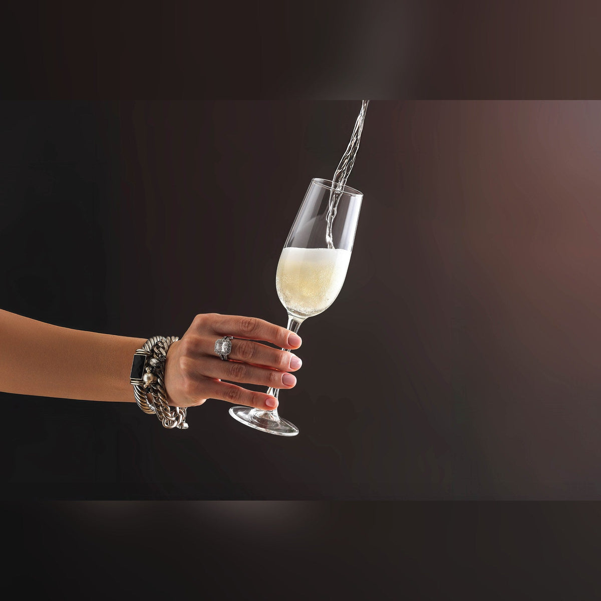 Sardinia crystal-look glass champagne flute 22cl with fine rim, lifestyle image