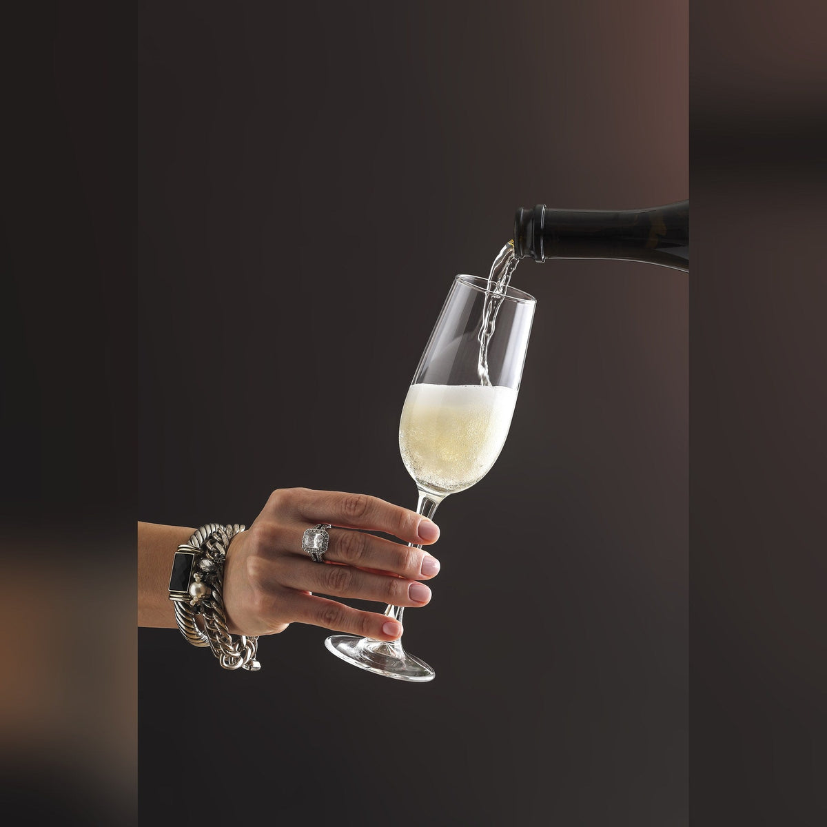 Sardinia crystal-look glass champagne flute 22cl with fine rim, lifestyle image