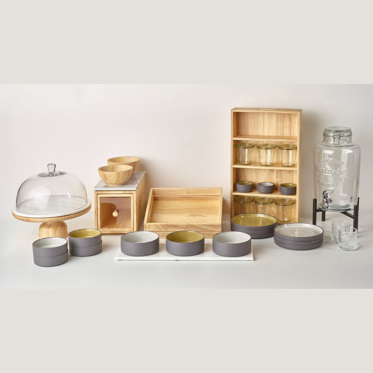 Nantucket glass drink dispenser 7.6L with tap and metal stand, lifestyle image
