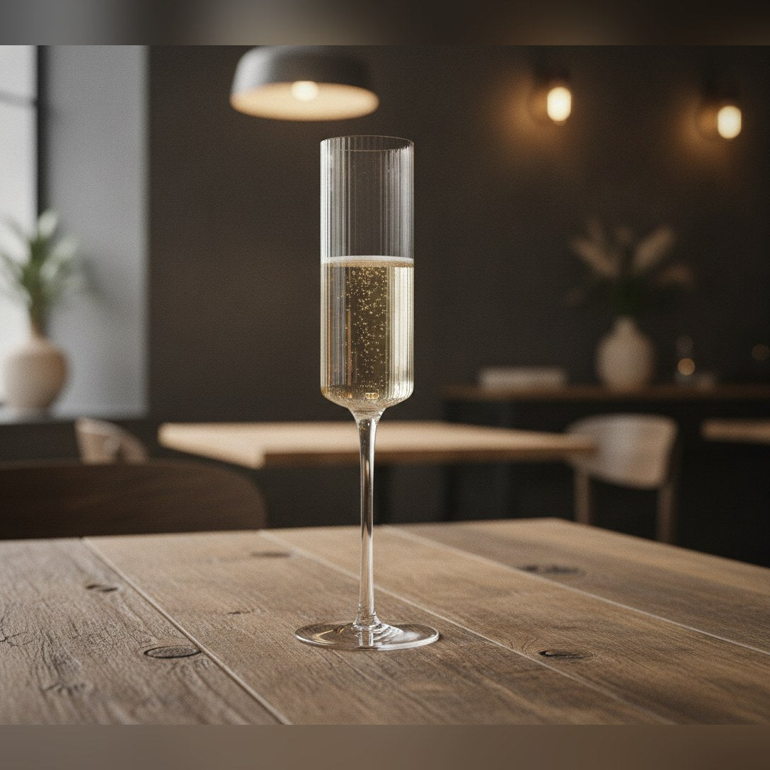Senza fluted lead-free crystal champagne flute 18cl, lifestyle image