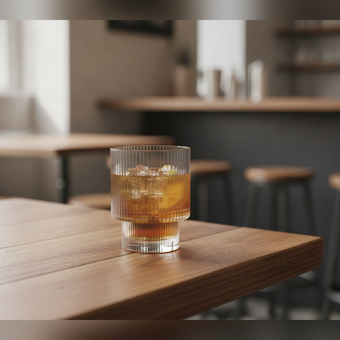 Senza fluted lead-free crystal rocks tumbler 32cl, lifestyle image