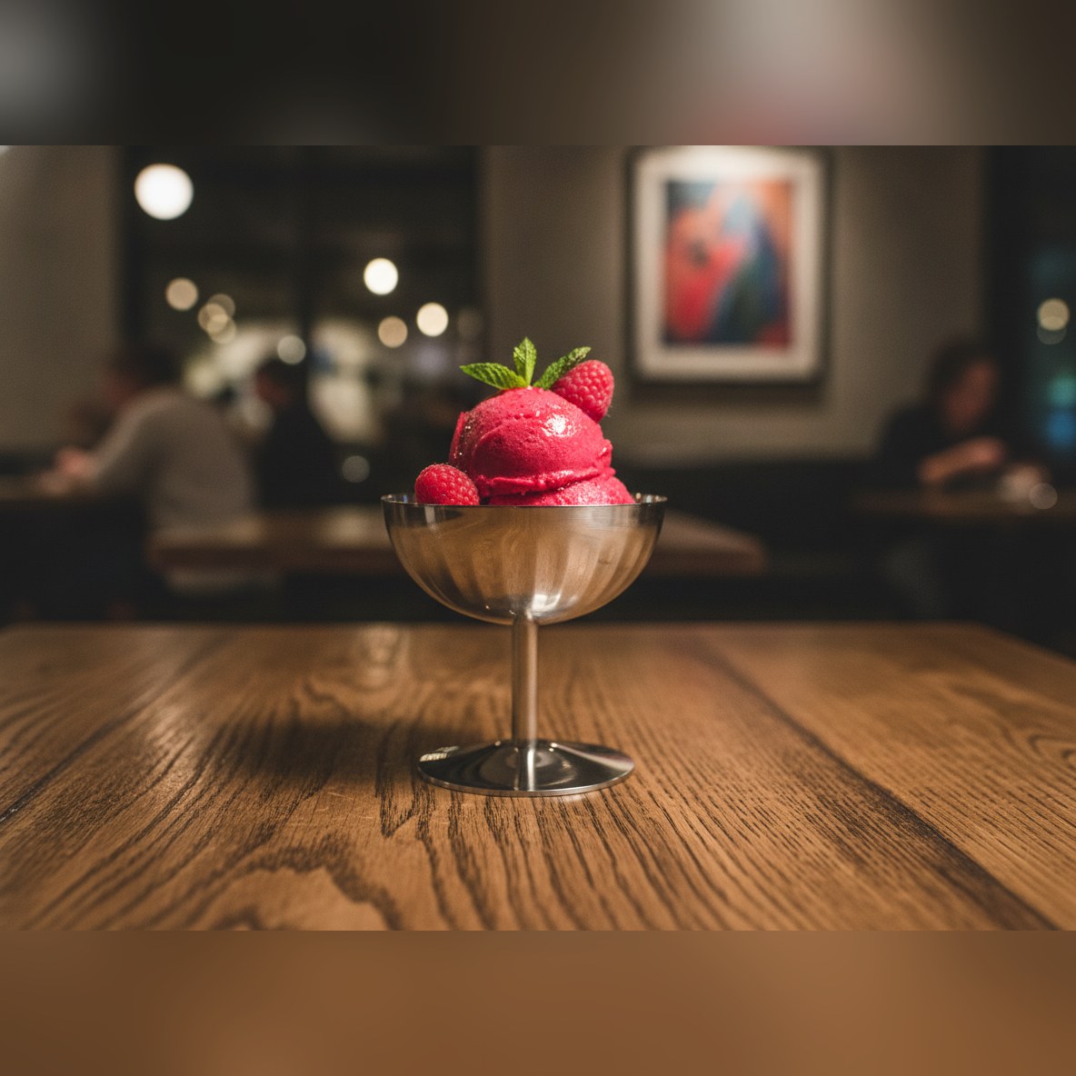 Fluted polished stainless steel stemmed sundae cup 10cm, lifestyle image