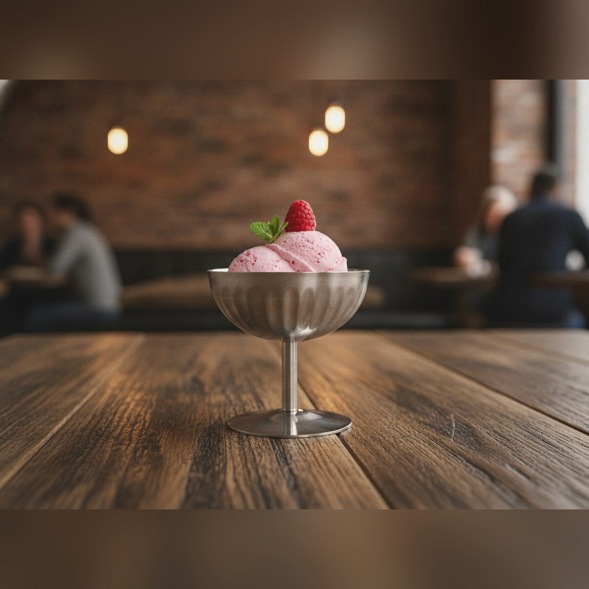 Fluted vintage finish steel stemmed sundae cup 10cm, lifestyle image