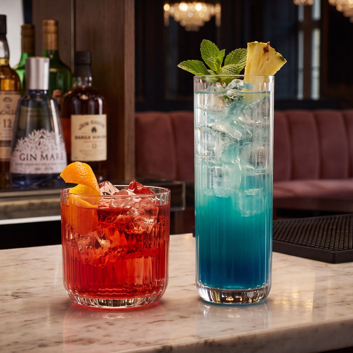 Vertis cut pattern crystal-look glass rocks tumbler 30cl, lifestyle image