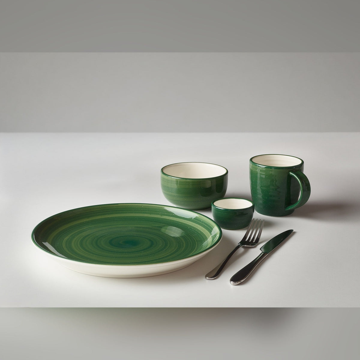 Miro green reactive glaze porcelain round bowl 11.5cm, lifestyle image