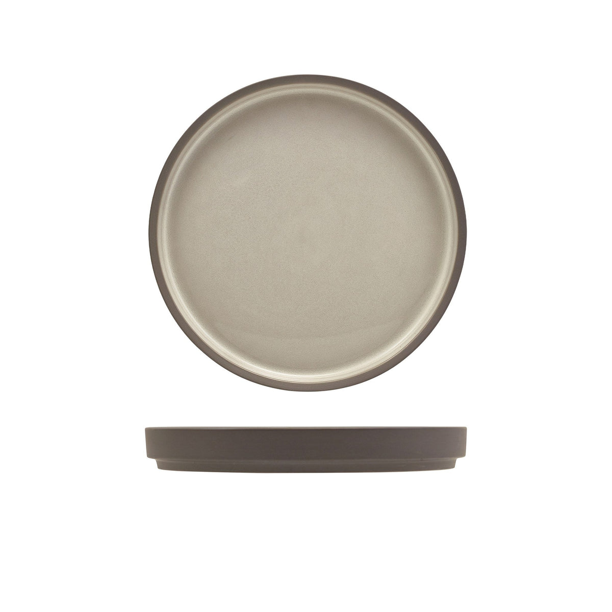 Kava grey porcelain presentation plate 18cm with unglazed wall, alternative view