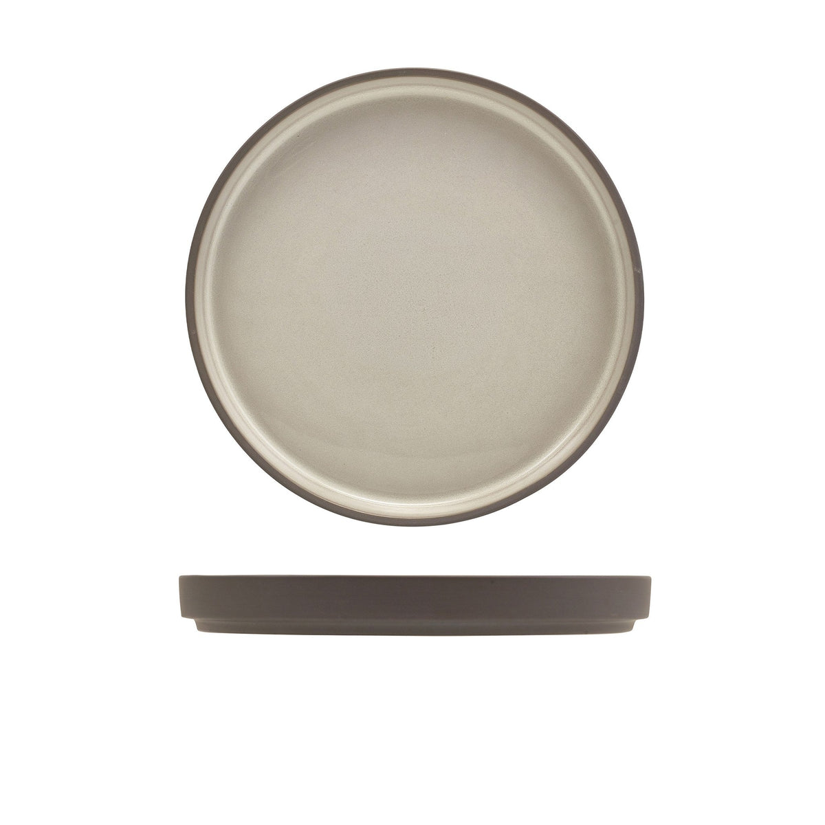 Kava grey porcelain presentation plate 20cm with unglazed wall, alternative view