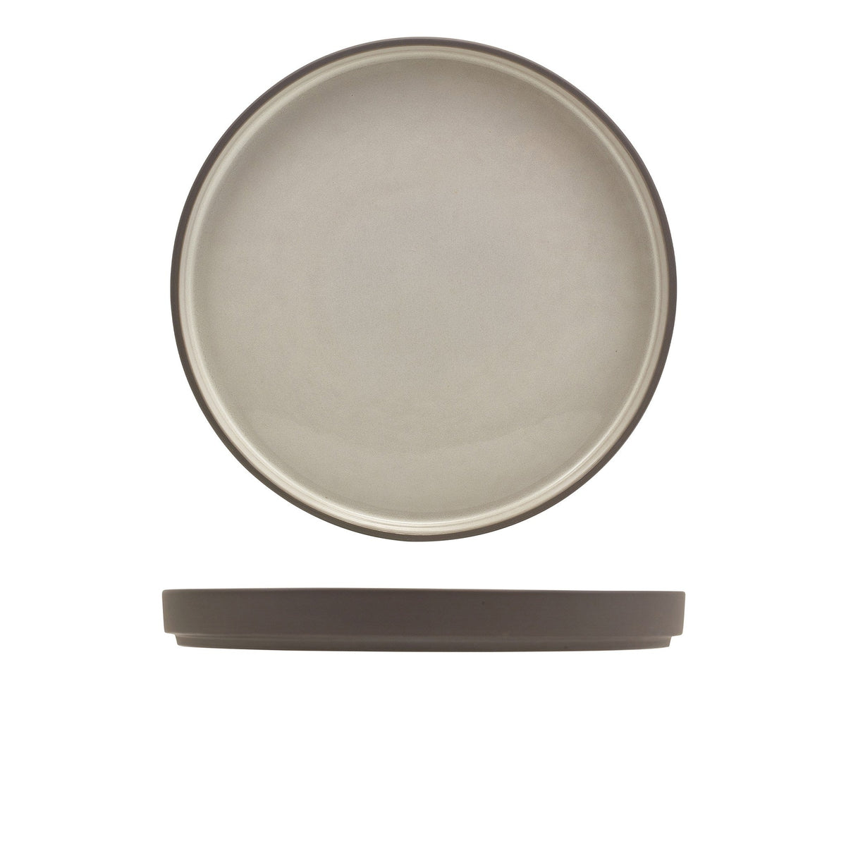 Kava grey porcelain presentation plate 25cm with satin glaze and unglazed wall, alternative view