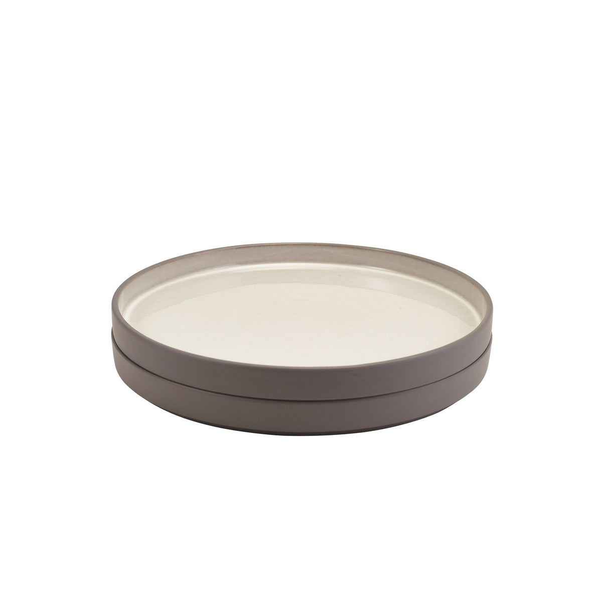 Kava grey porcelain presentation plate 25cm with satin glaze and unglazed wall, alternative view