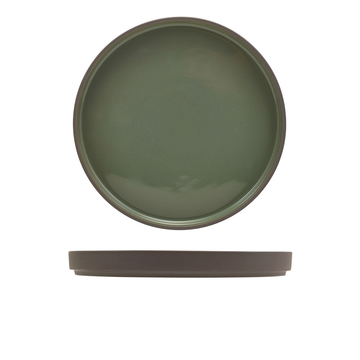 Kava green porcelain presentation plate 25cm with unglazed wall, alternative view