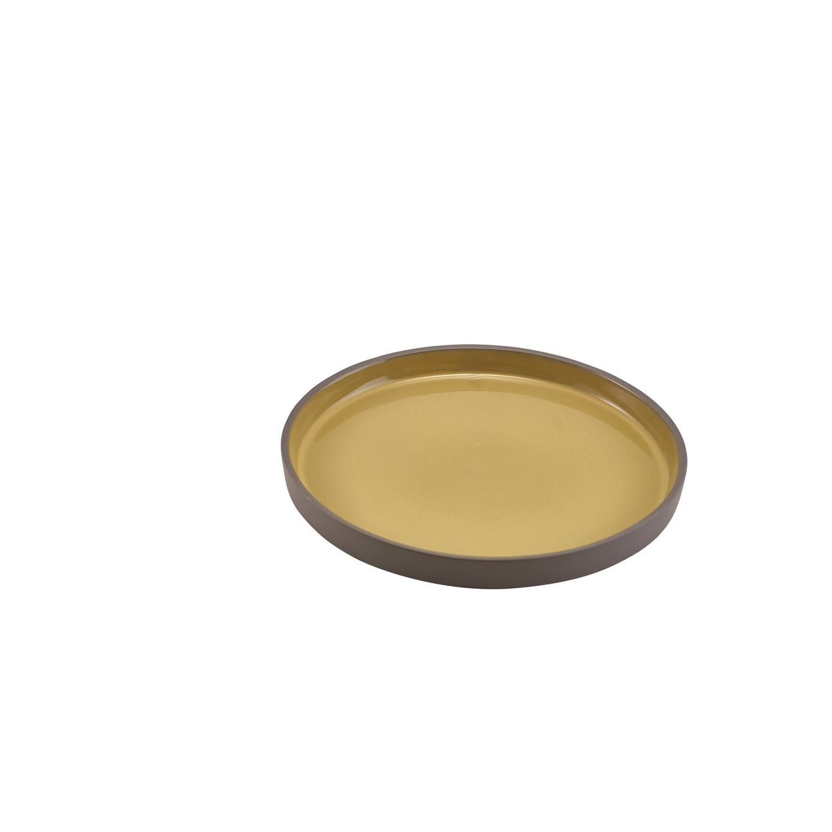 Kava yellow porcelain presentation plate 20cm with two tone finish, alternative view