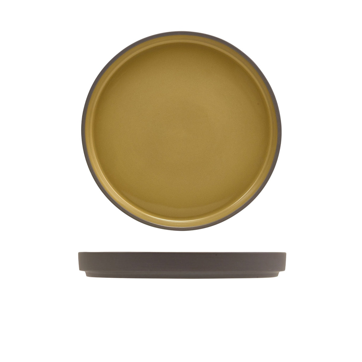 Kava yellow porcelain presentation plate 20cm with two tone finish, alternative view