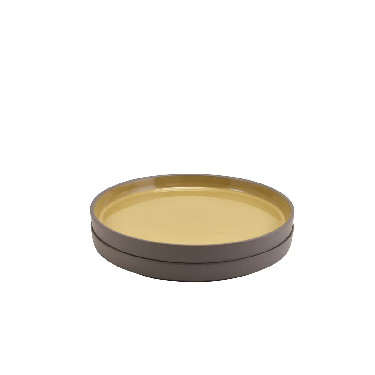 Kava yellow porcelain presentation plate 20cm with two tone finish, alternative view