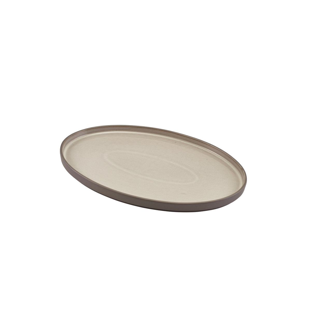 Kava grey porcelain oval plate 28cm with unglazed wall, alternative view