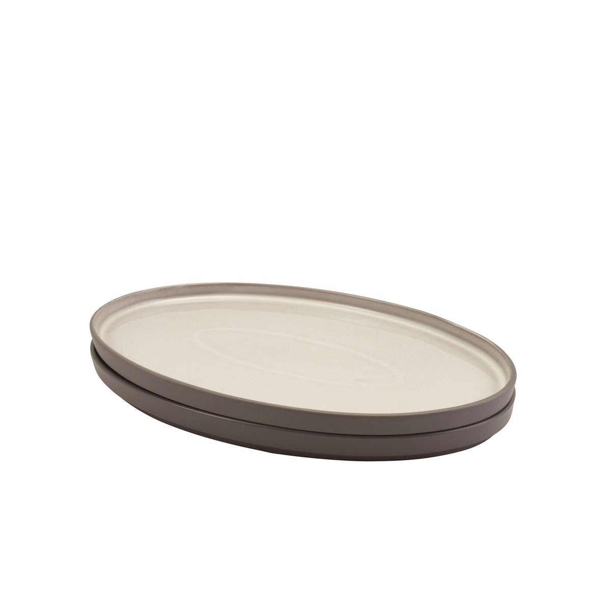 Kava grey porcelain oval plate 28cm with unglazed wall, alternative view
