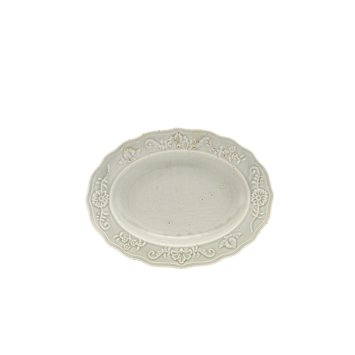 Reverie Iris porcelain oval plate 32cm with ornate embossed edges, alternative view