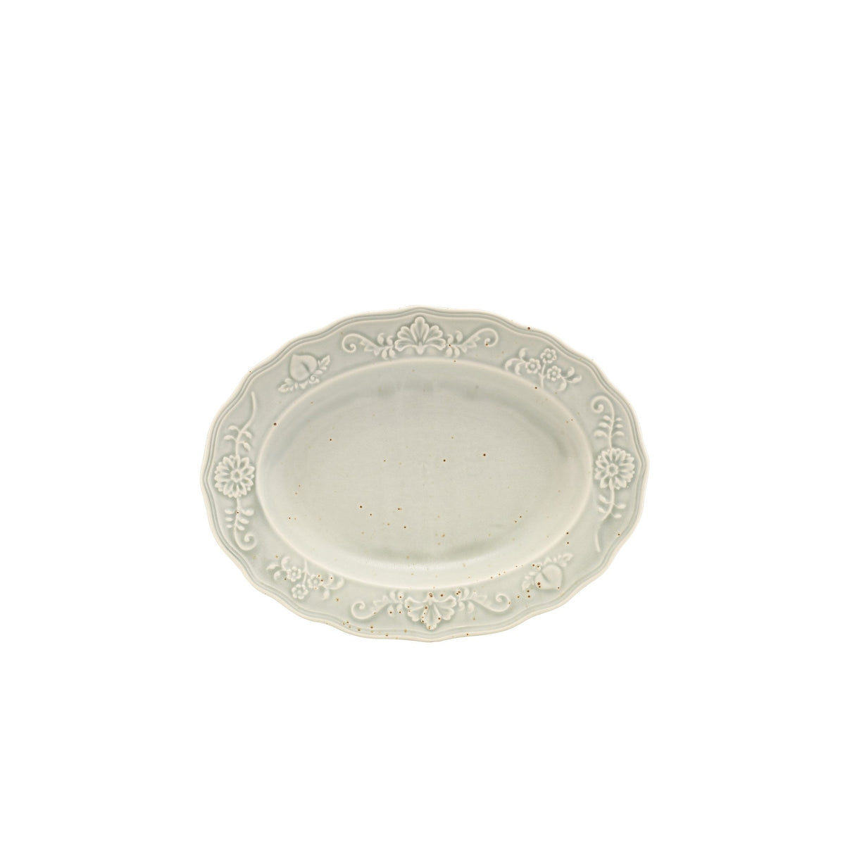 Reverie Iris porcelain oval plate 32cm with ornate embossed edges, alternative view