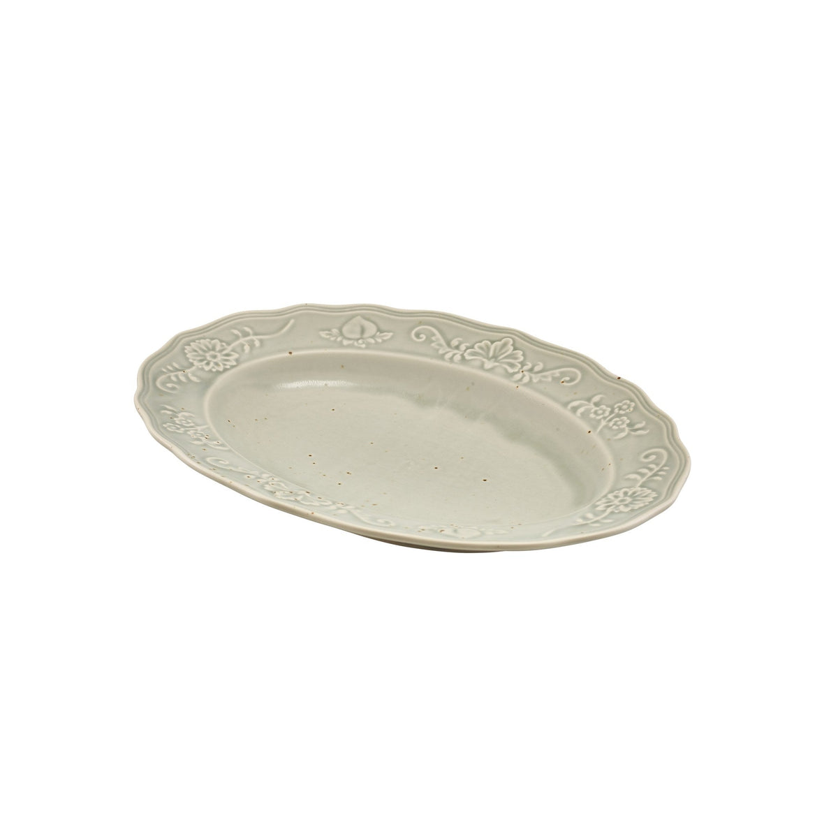 Reverie Iris porcelain oval plate 32cm with ornate embossed edges, alternative view