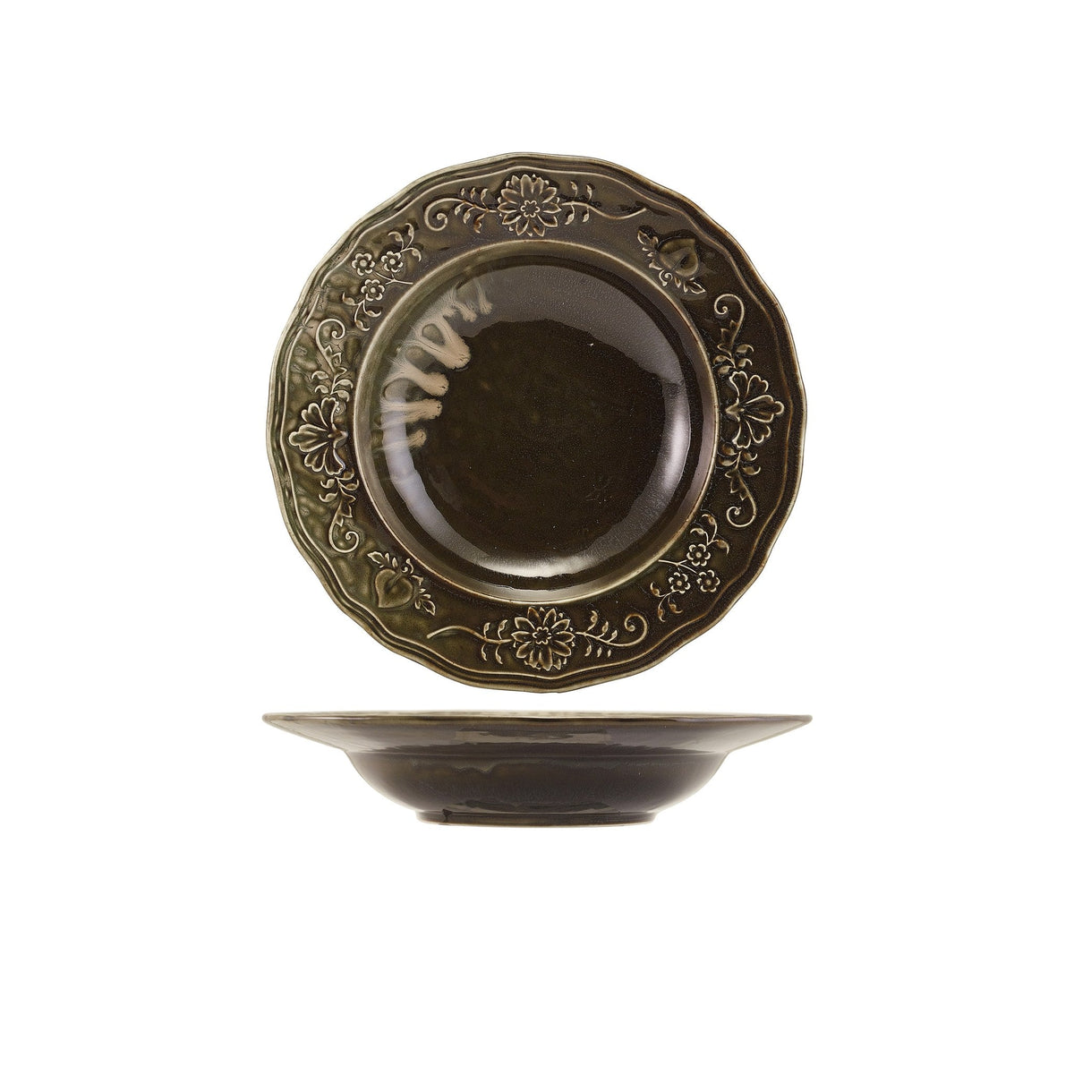 Reverie Ivy deep winged porcelain plate 23cm with embossed edges, alternative view