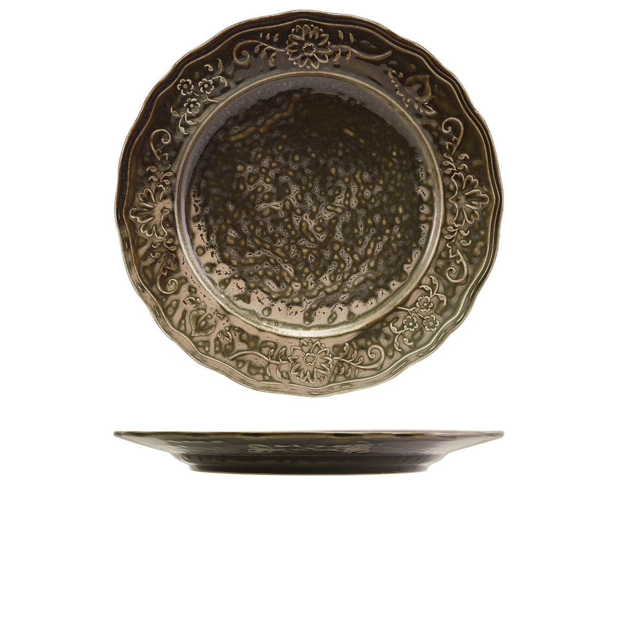 Reverie Ivy porcelain winged plate 30cm with ornate embossed edges, alternative view