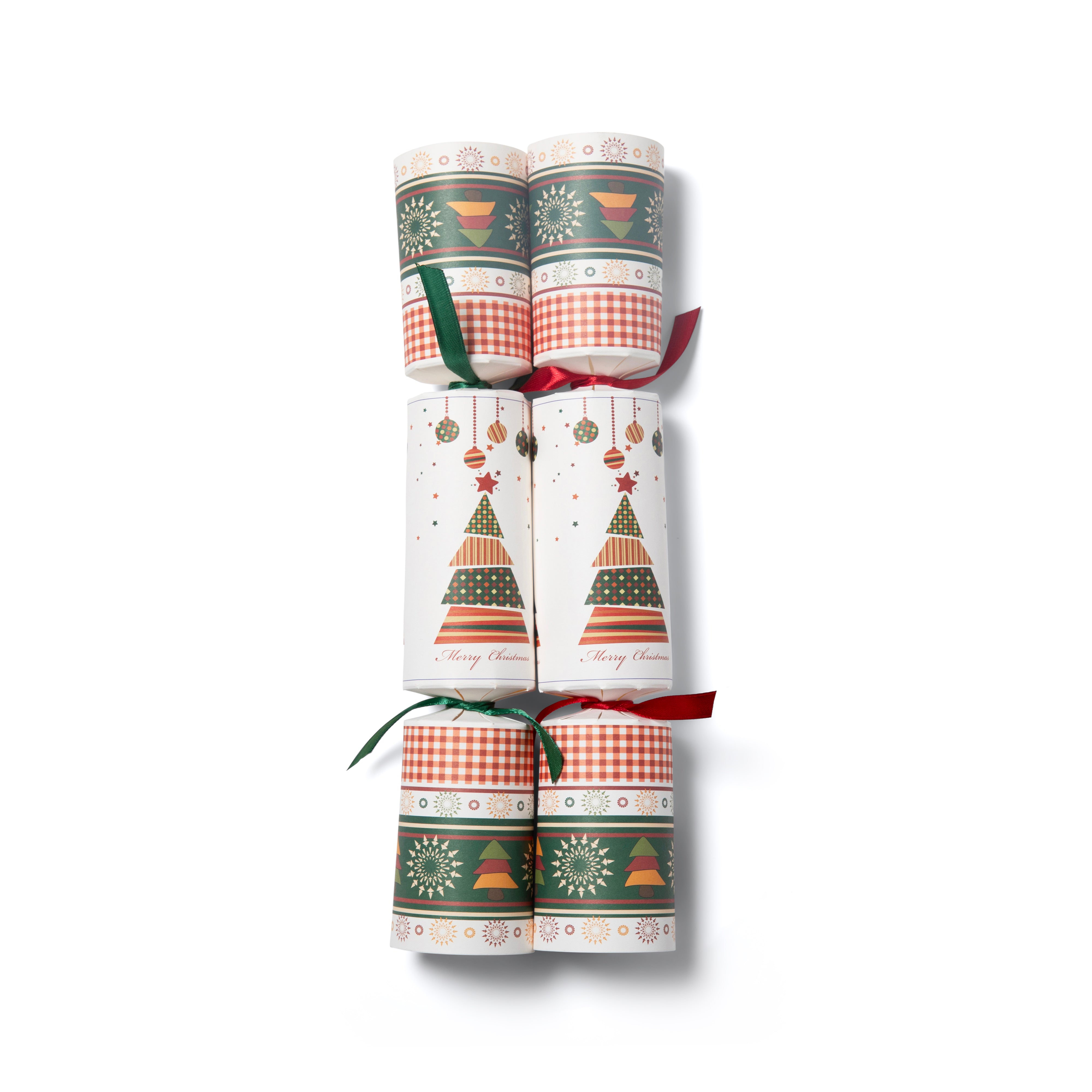 Eco Friendly Christmas Crackers 12 Inch - Xmas Trees/Baubles Print