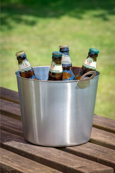 Stainless Steel 6 Bottle Bucket with Opener
