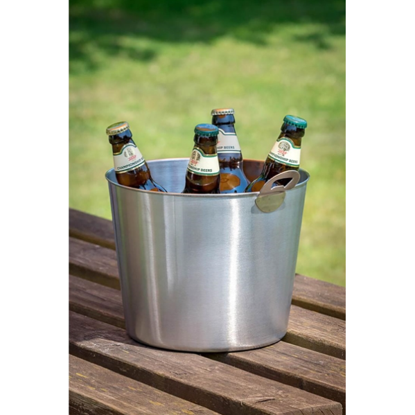 Stainless Steel 6 Bottle Bucket with Opener