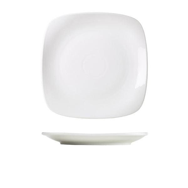 Genware Porcelain Rounded Square Plate 25cm/9.75" - BESPOKE 77