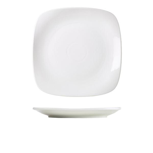 Genware Porcelain Rounded Square Plate 27cm/10.5" - BESPOKE 77