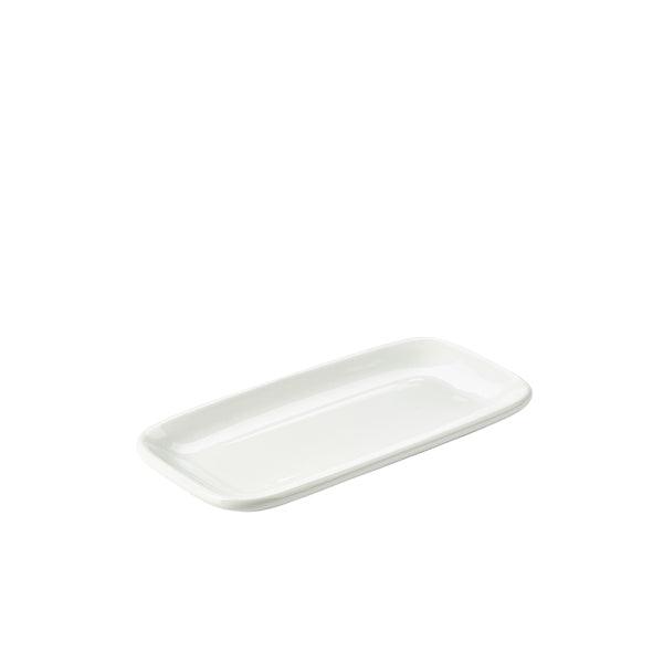 Genware Porcelain Rounded Rectangular Plate 24.5 x 12.5cm/9.75 x 5" - BESPOKE 77