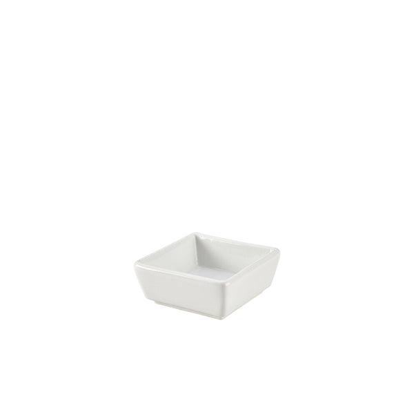 Genware Porcelain Square Dish 8.5 x 3.5cm/3.25 x 1.4" - BESPOKE 77