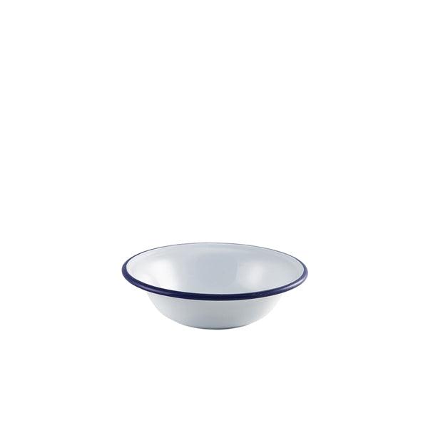 Enamel Bowl White with Blue Rim 16cm/6.25" - BESPOKE 77