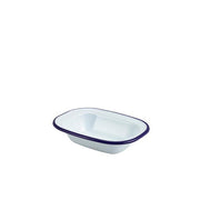 Enamel Rect. Pie Dish White & Blue 16cm - BESPOKE 77