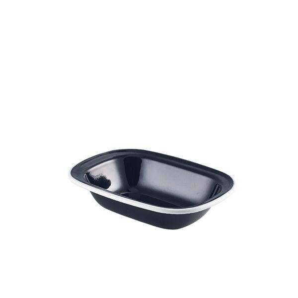 Enamel Pie Dish Black with White Rim 18cm - BESPOKE 77