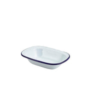 Enamel Rect. Pie Dish White & Blue 18cm - BESPOKE 77
