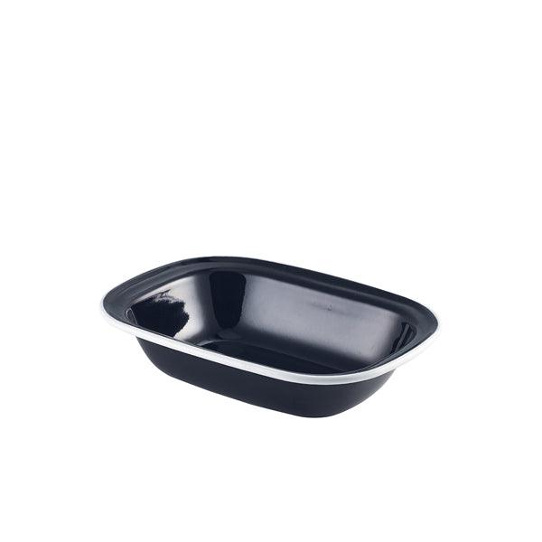 Enamel Pie Dish Black with White Rim 20cm - BESPOKE 77