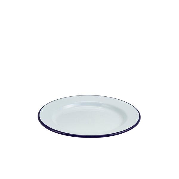 Enamel Wide Rim Plate White & Blue 20cm - BESPOKE 77