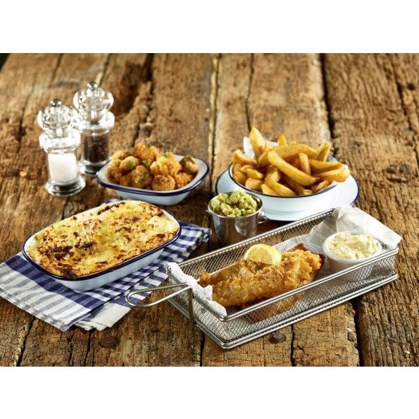 Enamel Wide Rim Plate White & Blue 20cm - BESPOKE 77