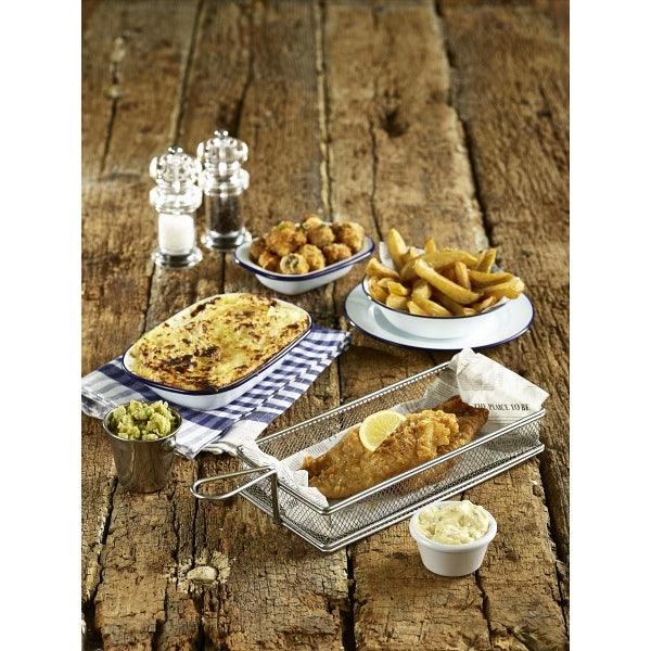 Enamel Wide Rim Plate White & Blue 20cm - BESPOKE 77