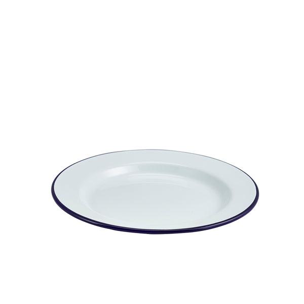 Enamel Wide Rim Plate White & Blue 24cm - BESPOKE 77